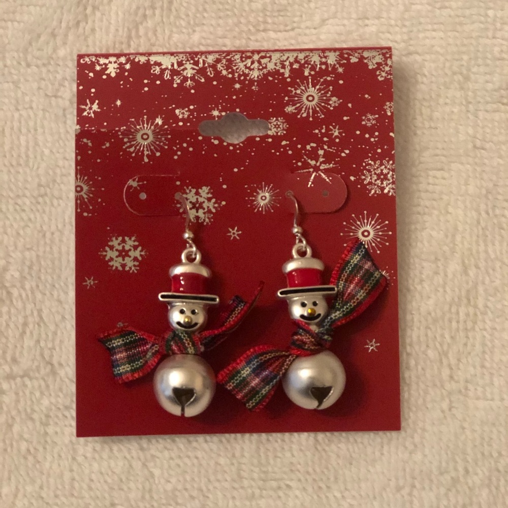 Snowman Jingle Bell Drop Earrings